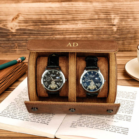 Personalized Leather Watch Box, Watch Roll for 3 Watches, Watch travel case, Wedding groomsmen gifts, Christmas gifts for him, Thanksgiving