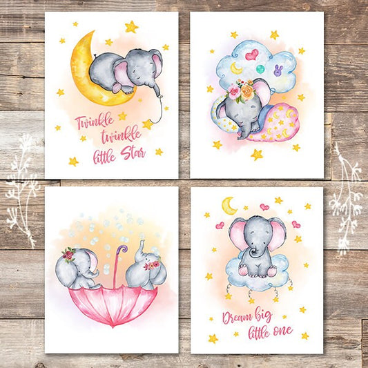 Elephant Nursery Art Prints (Set of 4) - 8x10s