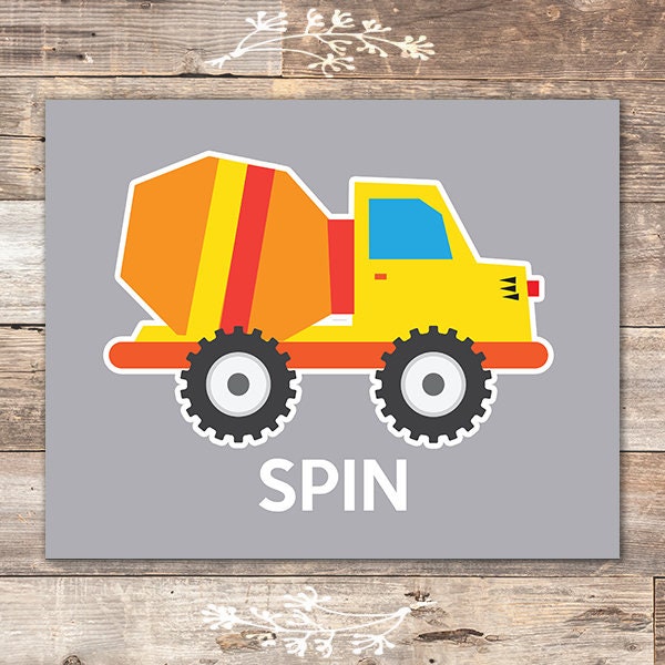 Boys Construction Trucks Set (Haul, Lift, Roll, Spin) Art Prints (Set of 4) - 8x10s