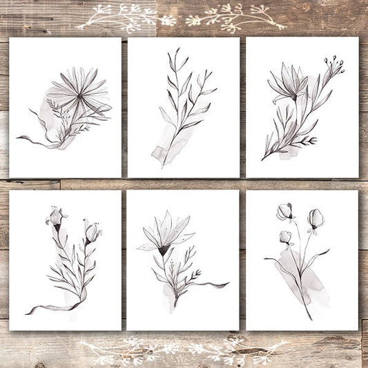 Elegant Floral Wall Art Prints (Set of 6) - 8x10s