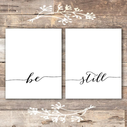 Be Still Wall Art Prints (Set of 2) - 8x10 | Inspirational Wall Art
