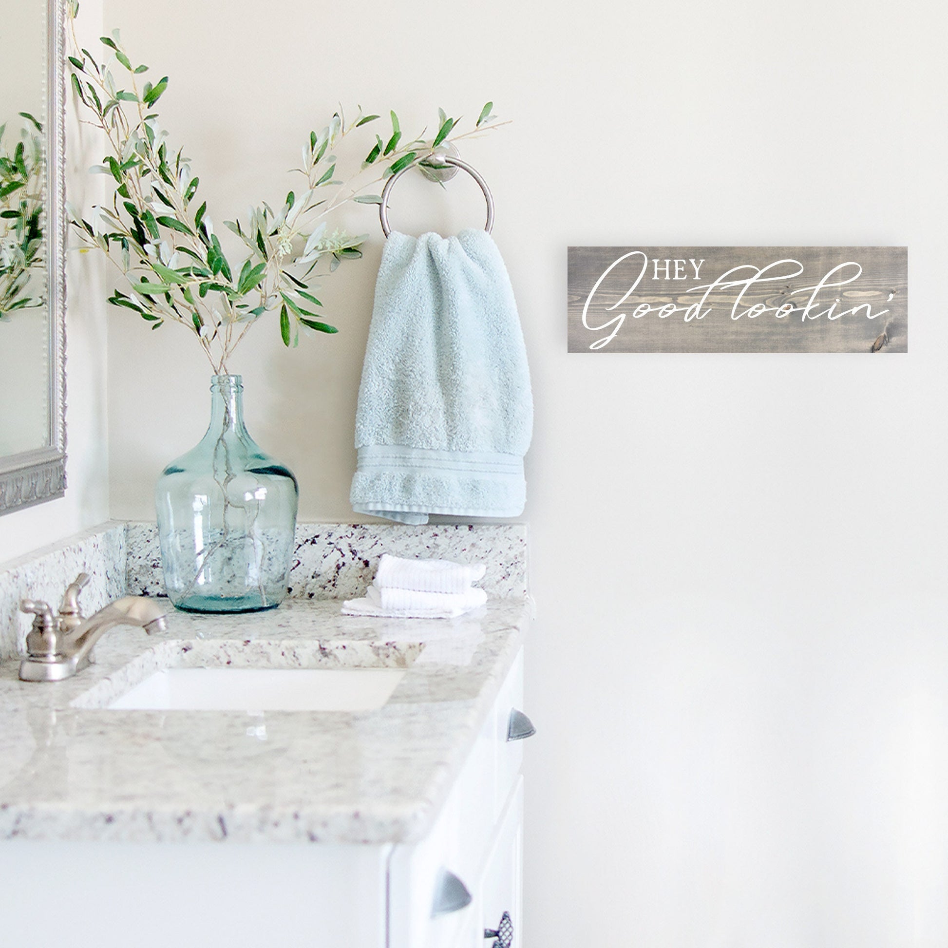 Bathroom Inspiration Sign | Wood Sign | Hey Good Lookin' | FAST SHIPPING & Ready to Hang!