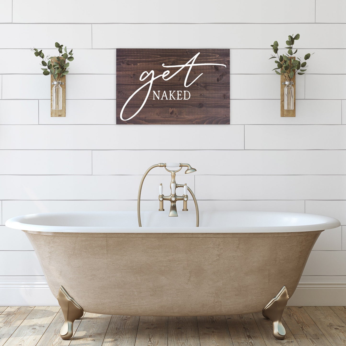 Bathroom Funny Sign | Wood Sign | Get Naked | FAST SHIPPING & Ready to Hang!
