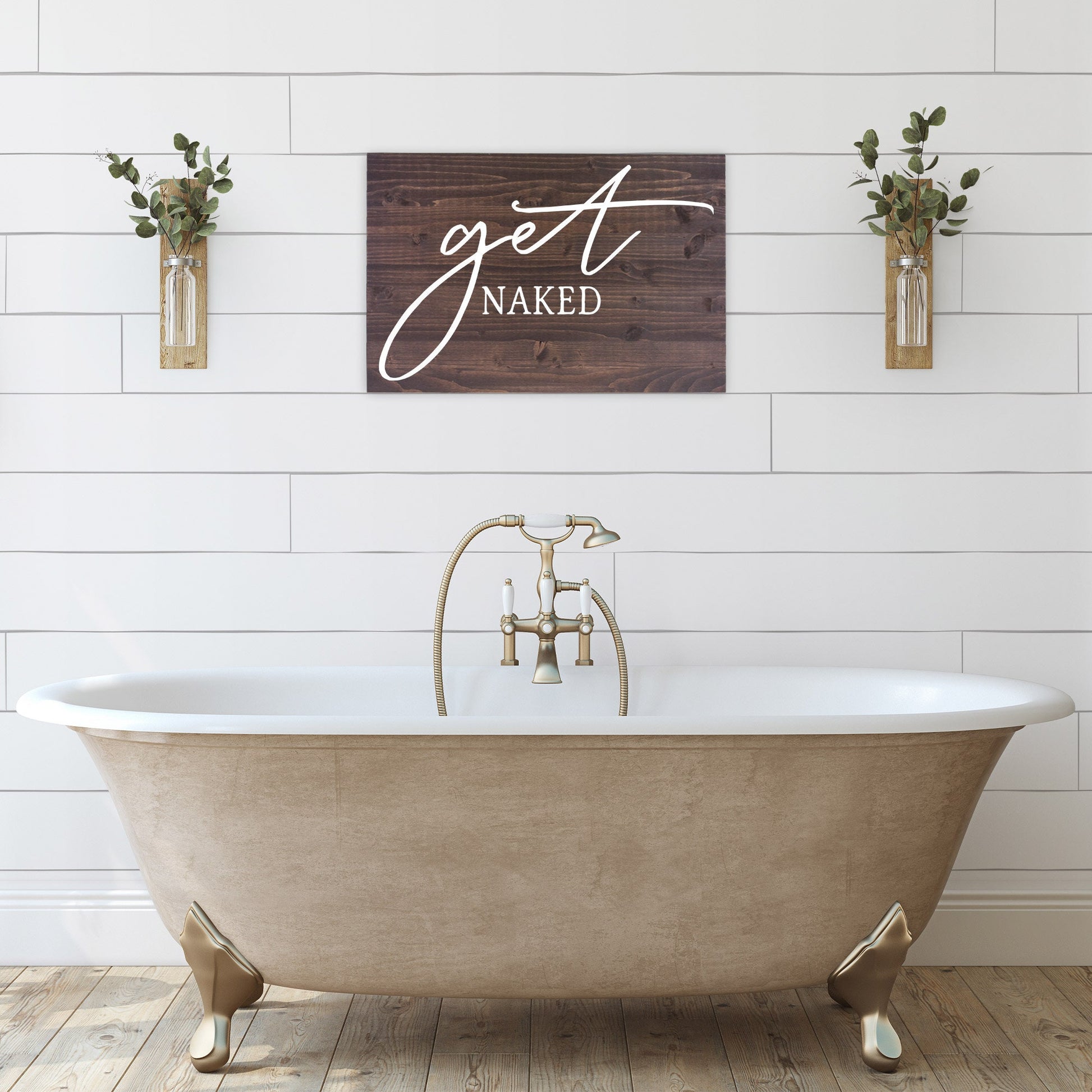 Bathroom Funny Sign | Wood Sign | Get Naked | FAST SHIPPING & Ready to Hang!