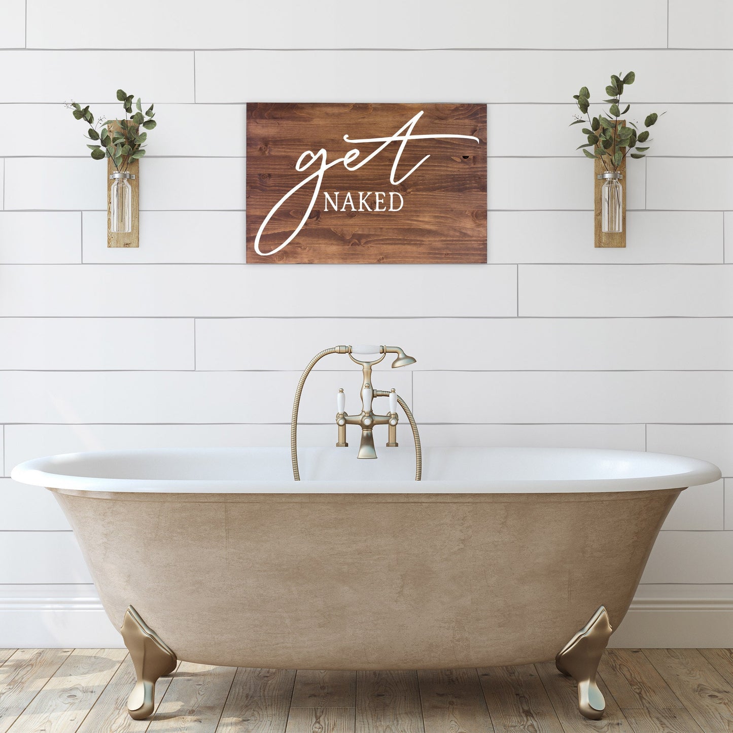 Bathroom Funny Sign | Wood Sign | Get Naked | FAST SHIPPING & Ready to Hang!