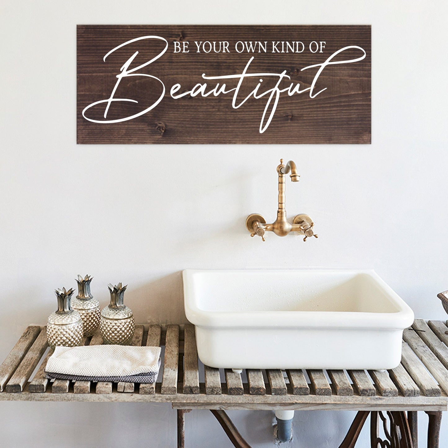 Bathroom Inspiration Sign | Wood Sign | Be Your Own Kind of Beautiful | FAST SHIPPING & Ready to Hang!