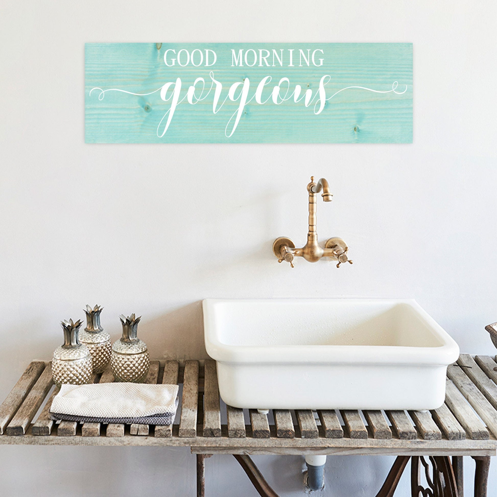 Bathroom Inspiration Sign | Wood Sign | Good Morning Gorgeous | FAST SHIPPING & Ready to Hang!