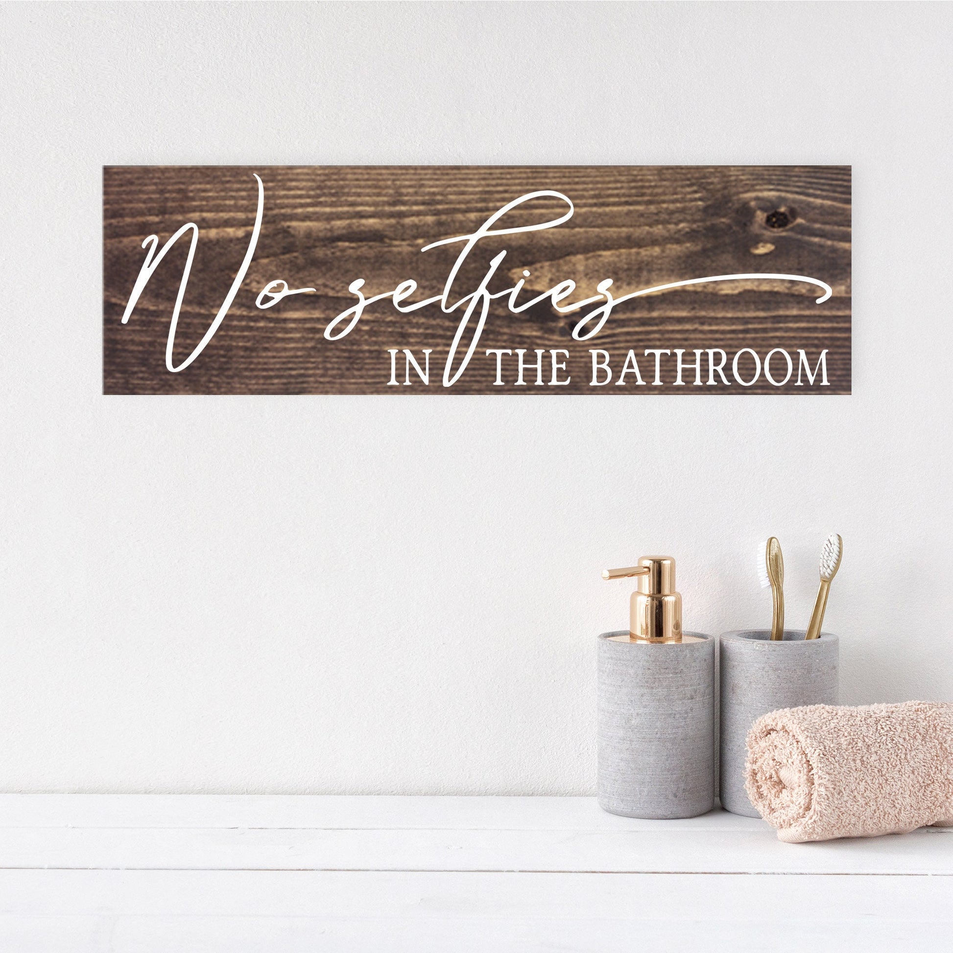 Bathroom Funny Sign | Wood Sign | No Selfies in the Bathroom | FAST SHIPPING & Ready to Hang!