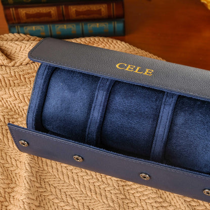 Personalized Leather Watch Box, Vegan Leather Watch Box, Watch Roll for 3 Watches, Wedding groomsmen gifts, Travel Watch Box, Gifts for him
