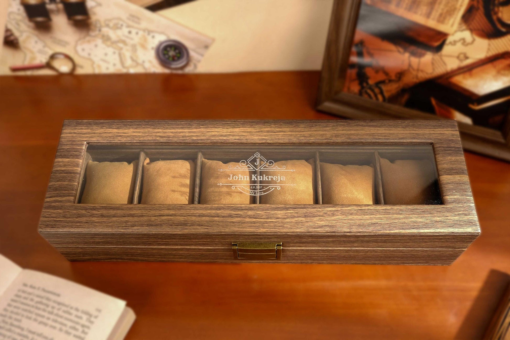 Personalized PU Leather Watch Box for 6 slot, Watch box for men, Watch organizer men, Watch Storage Case, Father's days gift, Wedding Gift