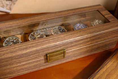 Personalized PU Leather Watch Box for 6 slot, Watch box for men, Watch organizer men, Watch Storage Case, Father's days gift, Wedding Gift