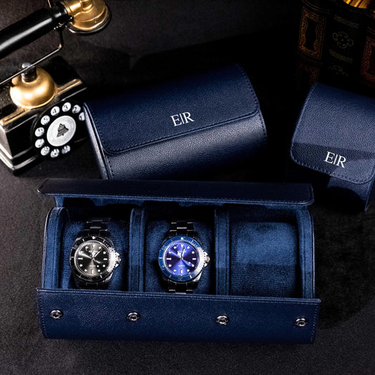 Personalized Leather Watch Box, Watch Roll for 3 Watches, Vegan Leather Watch Box, Wedding groomsmen gifts, Travel Watch Box, Gifts for Dad