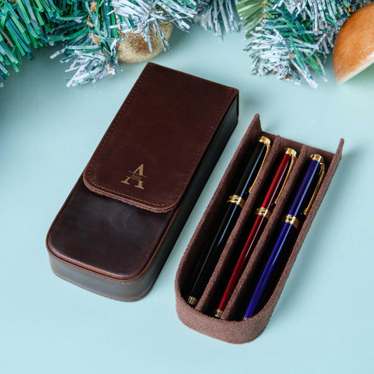 Personalization Crazy Horse Leather Pen Case, Fountain pen case, Pen Organizer Storage Holder, Office gifts, Travel Pen Case, Birthday gifts