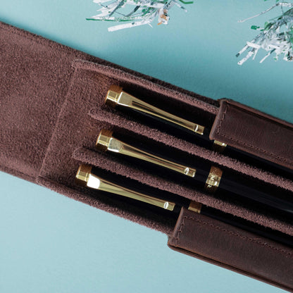 Customized Crazy Horse Leather Pen Case, Fountain Pen case, Personalization Leather Pen Case, Leather Pen Holder, Travel Pen Case, Gifts