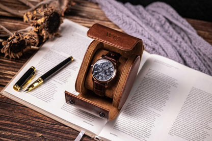 Personalized Leather Watch Box, Wedding groomsmen gift, Wedding Match Favors, Travel gift, Vegan Leather Watch Case,Watch Roll for 3 Watches