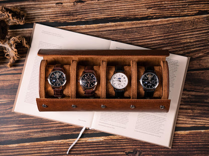 Personalized Leather Watch Box, Watch Roll for 3 Watches, Watch travel case, Wedding groomsmen gifts, Christmas gifts for him, Thanksgiving