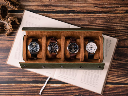 Personalized Leather Watch Box, Vegan Leather Watch Box, Watch Roll for 3 Watches, Valentine's Day gifts, Travel Watch Box, Gifts for Dad