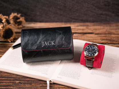 Personalized Watch Roll Leather, Watch Roll for Men, Watch Roll for 3, Corporate Gifts, Travel Watch Box, Groomsmen gift, Gift For Him